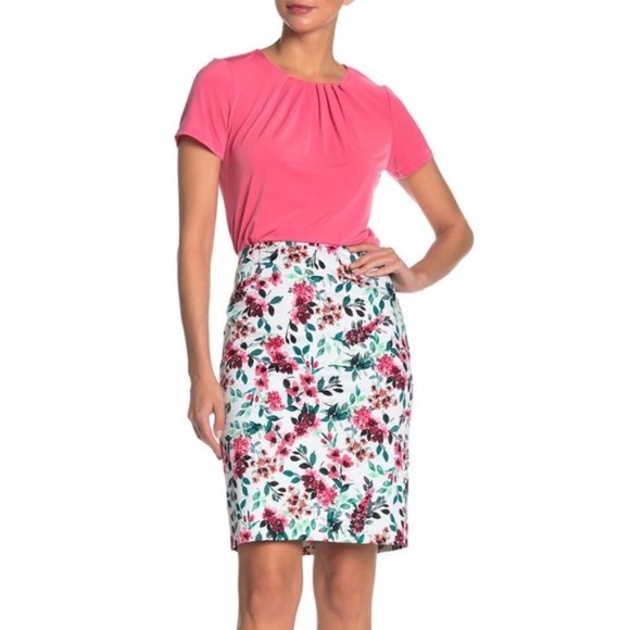 Calvin Klein Floral Print Pencil Skirt - Picture 1 of 4